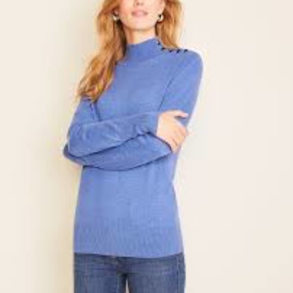 Ann Taylor Sweaters - BLUE SHOULDER BUTTON TURTLENECK SWEATER
